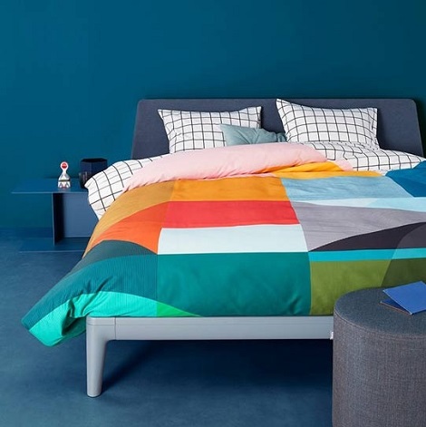Auping Memphis overtrek satijn,grafisch,vlakken,rood,groen,blauw,wit,geel,multi